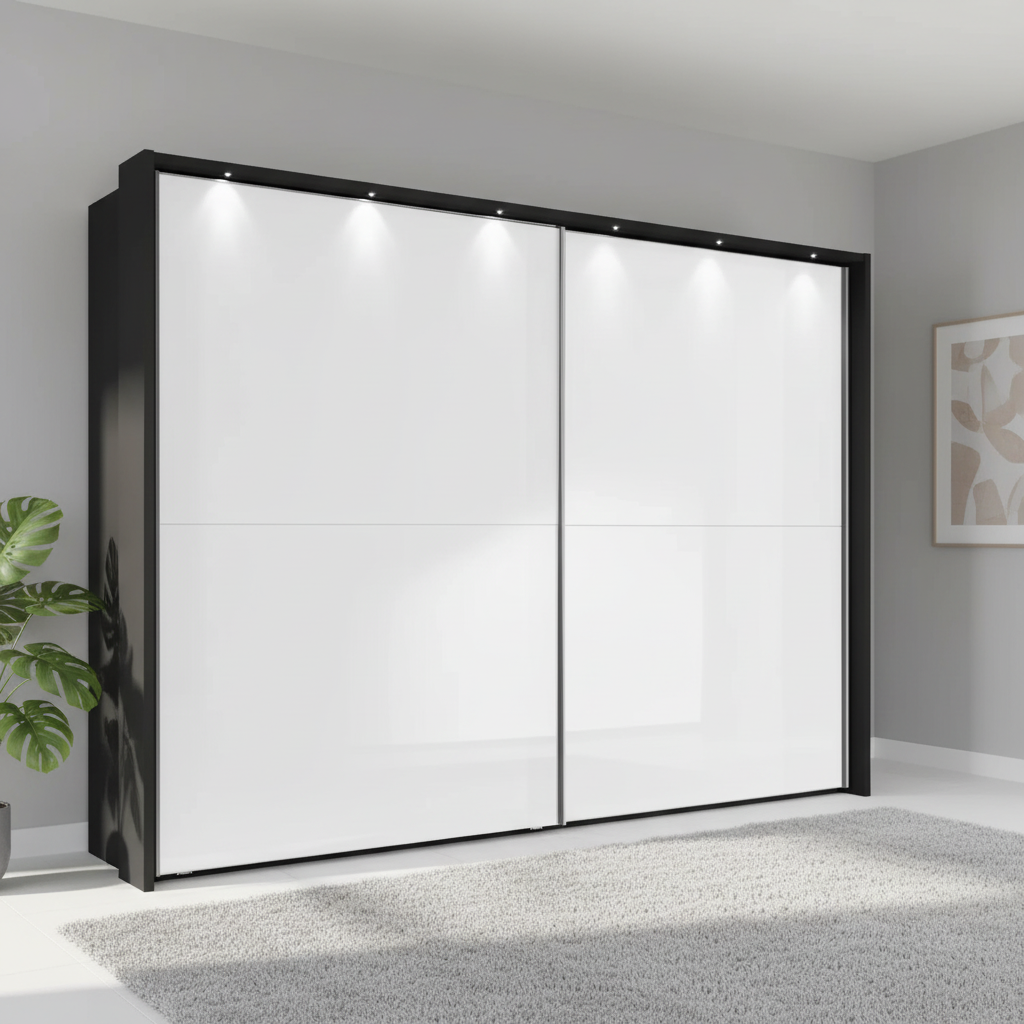 Wiemann Bristol Graphite & White Sliding Door Wardrobe