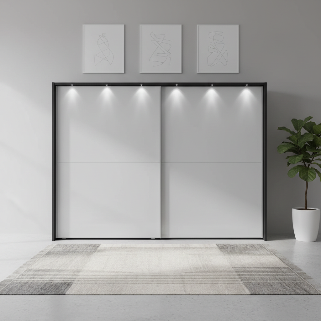 Wiemann Bristol Graphite With White Sliding Door Wardrobe