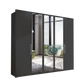 Wiemann Bristol Graphite and Mirror Front 4 Door Wardrobe 