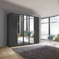Wiemann Bristol Graphite and Mirror Front 4 Door Wardrobe 