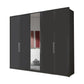 Wiemann Bristol Graphite and Mirror Front 4 Door Wardrobe