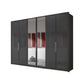 Wiemann Bristol Graphite and Mirror Front 4 Door Wardrobe