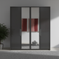 Wiemann Bristol Graphite and Mirror Front 4 Door Wardrobe
