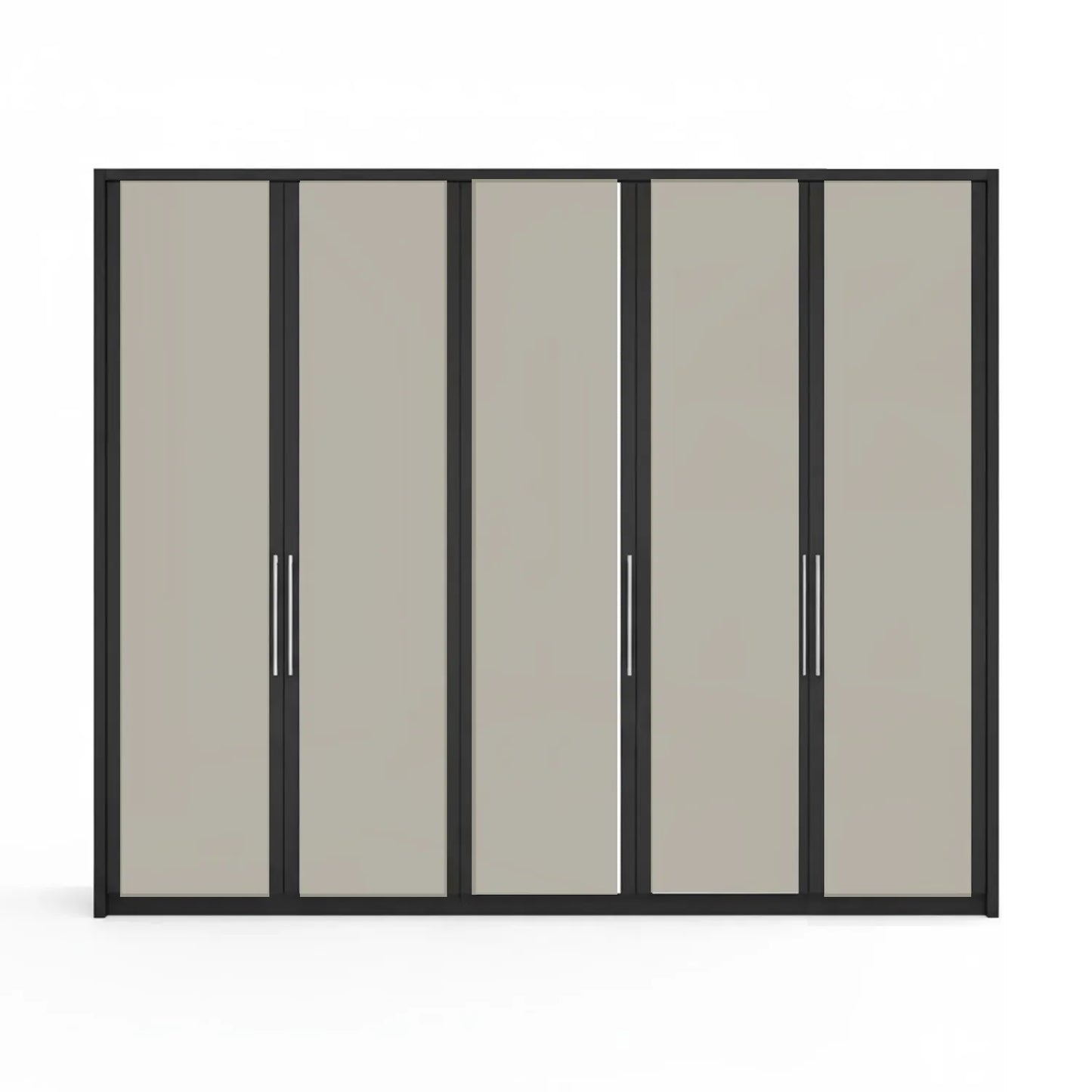 Wiemann Bristol Graphite and Pebble Grey Glass Front 4 Door Wardrobe