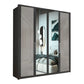 Wiemann Bristol Graphite and Pebble Grey Glass Front 4 Door Wardrobe with Mirror 