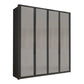 Wiemann Bristol Graphite and Pebble Grey Glass Front 4 Door Wardrobe with Mirror 