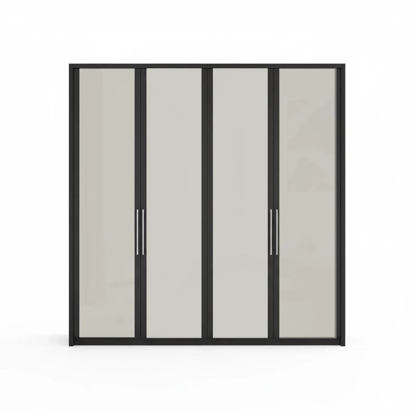 Wiemann Bristol Graphite and Pebble Grey Glass Front 4 Door Wardrobe with Mirror