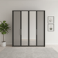 Wiemann Bristol Graphite and Pebble Grey Glass Front 4 Door Wardrobe with Mirror