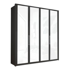 Wiemann Bristol Graphite and White Glass Front 4 Door Wardrobe 