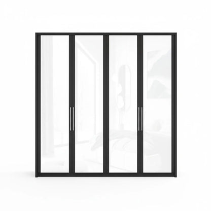 Wiemann Bristol Graphite and White Glass Front 4 Door Wardrobe