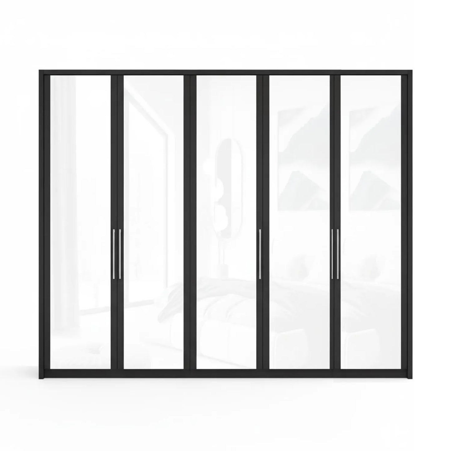 Wiemann Bristol Graphite and White Glass Front 4 Door Wardrobe with Mirror