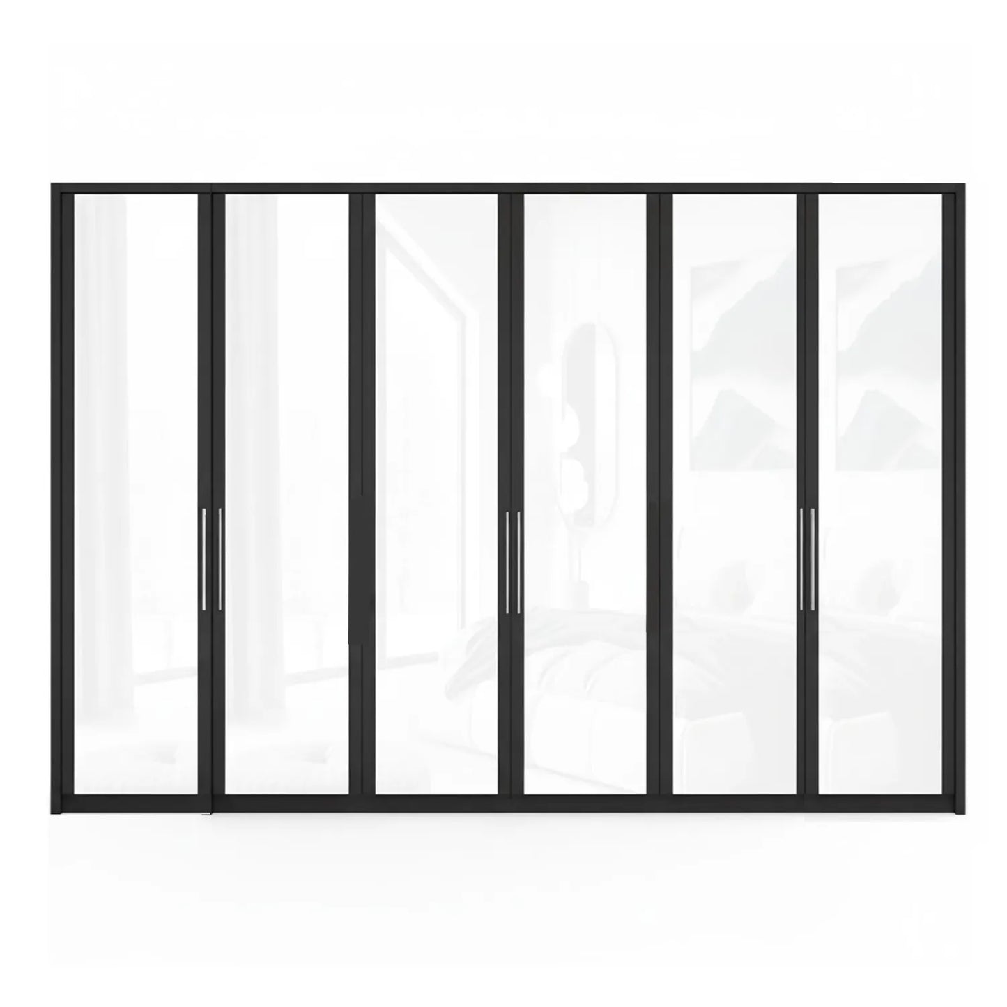 Wiemann Bristol Graphite and White Glass Front 4 Door Wardrobe with Mirror