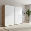 Wiemann Bristol Berlin White Glass Sliding Door Wardrobe With Mirror, Carcase in Nordic Oak finish 