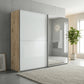 Wiemann Bristol Berlin White Glass Sliding Door Wardrobe With Mirror, Carcase in Oak finish , Available in Width size 150cm, 200cm, 250cm and 300cm. Free Delivery and Assembly