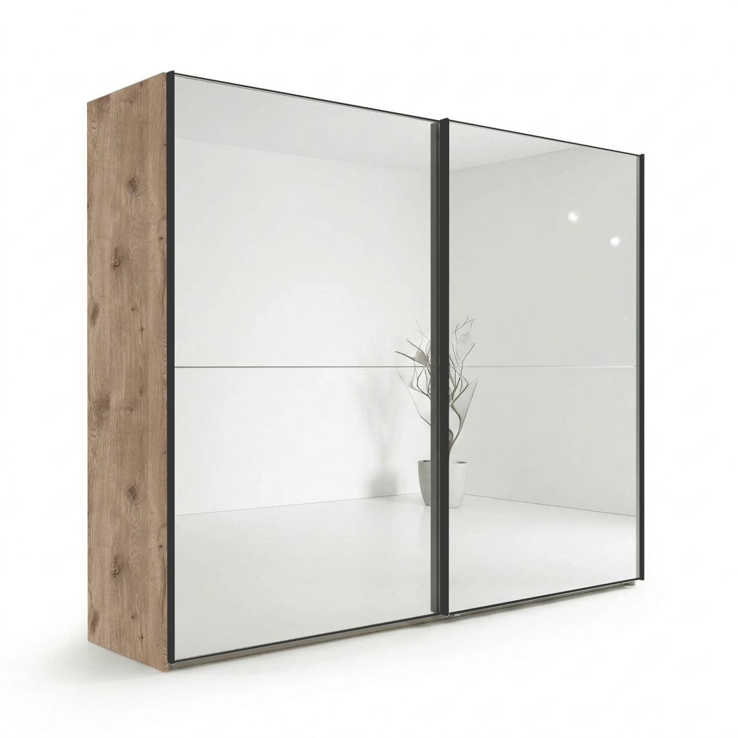 Wiemann Bristol Rustic Oak Sliding Door Mirrored Wardrobe
