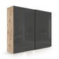 Wiemann Bristol Berlin  Oak Carcase and Graphite Glass Sliding Door Wardrobe in 150cm, 200cm, 250cm and 300cm widths.