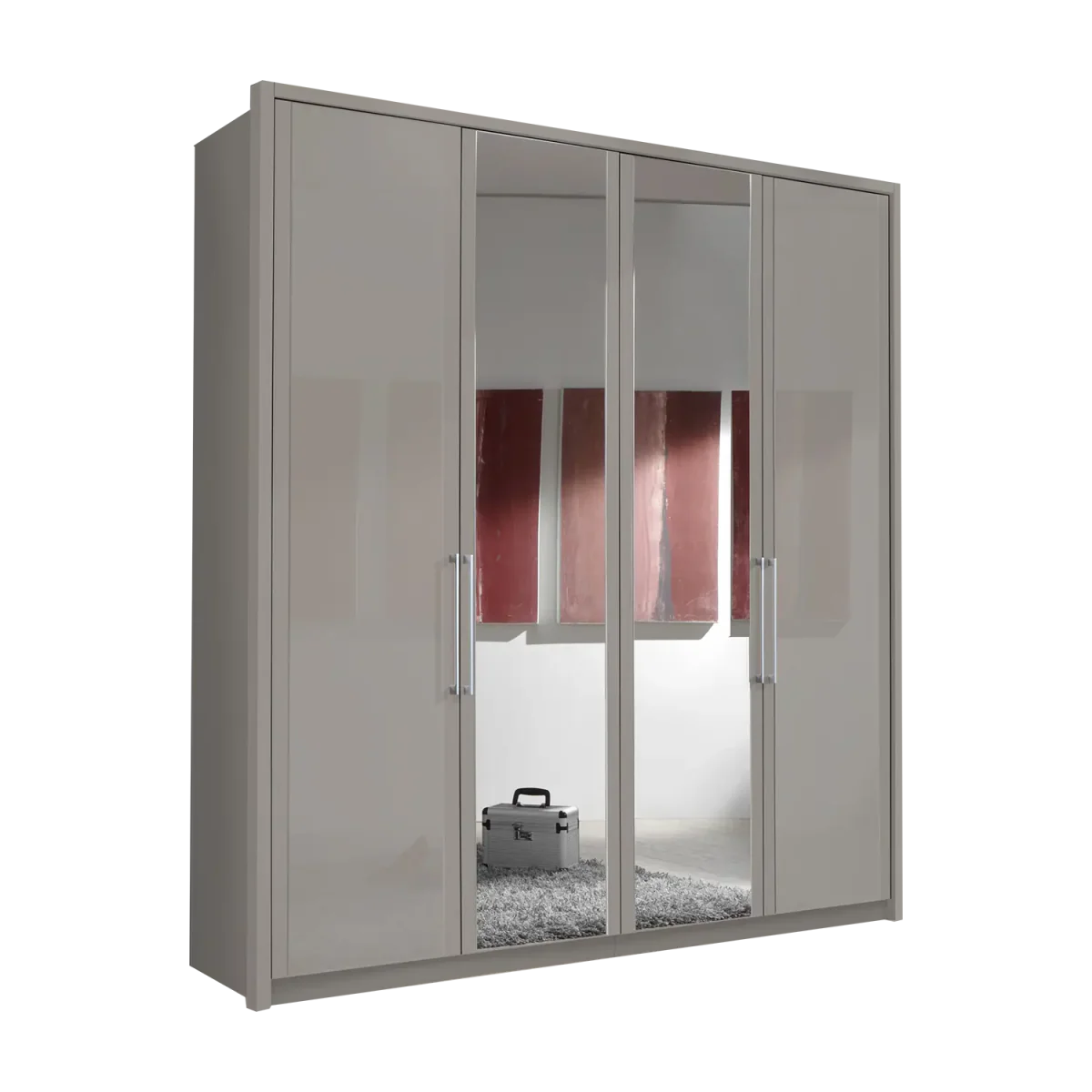 Wiemann Bristol Pebble Grey 4 Door Wardrobe With Mirror 