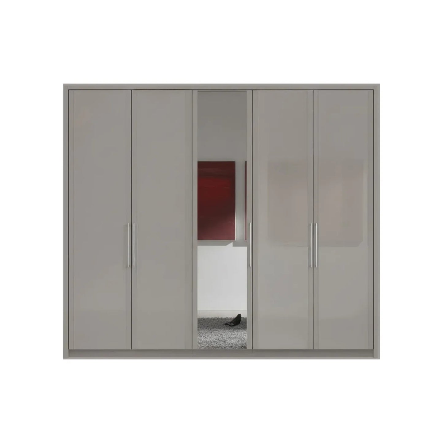 Wiemann Bristol Pebble Grey 4 Door Wardrobe With Mirror