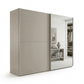 Wiemann Bristol Berlin Pebble Grey Sliding Door Wardrobe with Mirror and Silver Handles in 150cm, 200cm, 250cm and 300cm widths.
