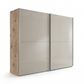 Wiemann Bristol Berlin Rustic Oak Carcase and Pebble Grey Glass Sliding Door Wardrobe in 150cm, 200cm, 250cm and 300cm widths.
