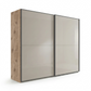 Wiemann Bristol Berlin Rustic Oak Carcase and Pebble Grey Glass Sliding Door Wardrobe in 150cm, 200cm, 250cm and 300cm widths.