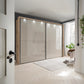 Wiemann Bristol Berlin Rustic Oak Carcase and Pebble Grey Glass Sliding Door Wardrobe with Lights in 160cm, 210cm, 260cm and 310cm widths.