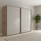 Wiemann Bristol Berlin Nordic Oak Carcase and Pebble Grey Glass Sliding Door Wardrobe in 150cm, 200cm, 250cm and 300cm widths.