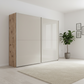 Wiemann Bristol Berlin Noridc Oak Carcase and Pebble Grey Glass Sliding Door Wardrobe in 150cm, 200cm, 250cm and 300cm widths.
