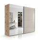 Wiemann Bristol Berlin Oak Carcase and Pebble Grey Glass Sliding Door Wardrobe with Mirror in 150cm, 200cm, 250cm and 300cm widths.