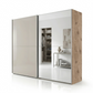 Wiemann Bristol Berlin Nordic Oak Carcase and Pebble Grey Glass Sliding Door Wardrobe with Mirror in 150cm, 200cm, 250cm and 300cm widths.
