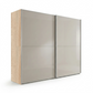 Wiemann Bristol Berlin Rustic Oak Carcase and Pebble Grey Glass Sliding Door Wardrobe with Silver handles in 150cm, 200cm, 250cm and 300cm widths.