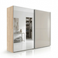 Wiemann Bristol Berlin Rustic Oak Carcase and Pebble Grey Glass Sliding Door Wardrobe with Mirror in 150cm, 200cm, 250cm and 300cm widths.