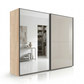 Wiemann Bristol Berlin Rustic Oak Carcase and Pebble Grey Glass Sliding Door Wardrobe with Mirror and slate handles in 150cm, 200cm, 250cm and 300cm widths.