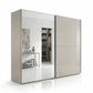 Wiemann Bristol Berlin Pebble Grey Glass Sliding Door Wardrobe with Mirror and Silver Handles in 150cm, 200cm, 250cm and 300cm widths.
