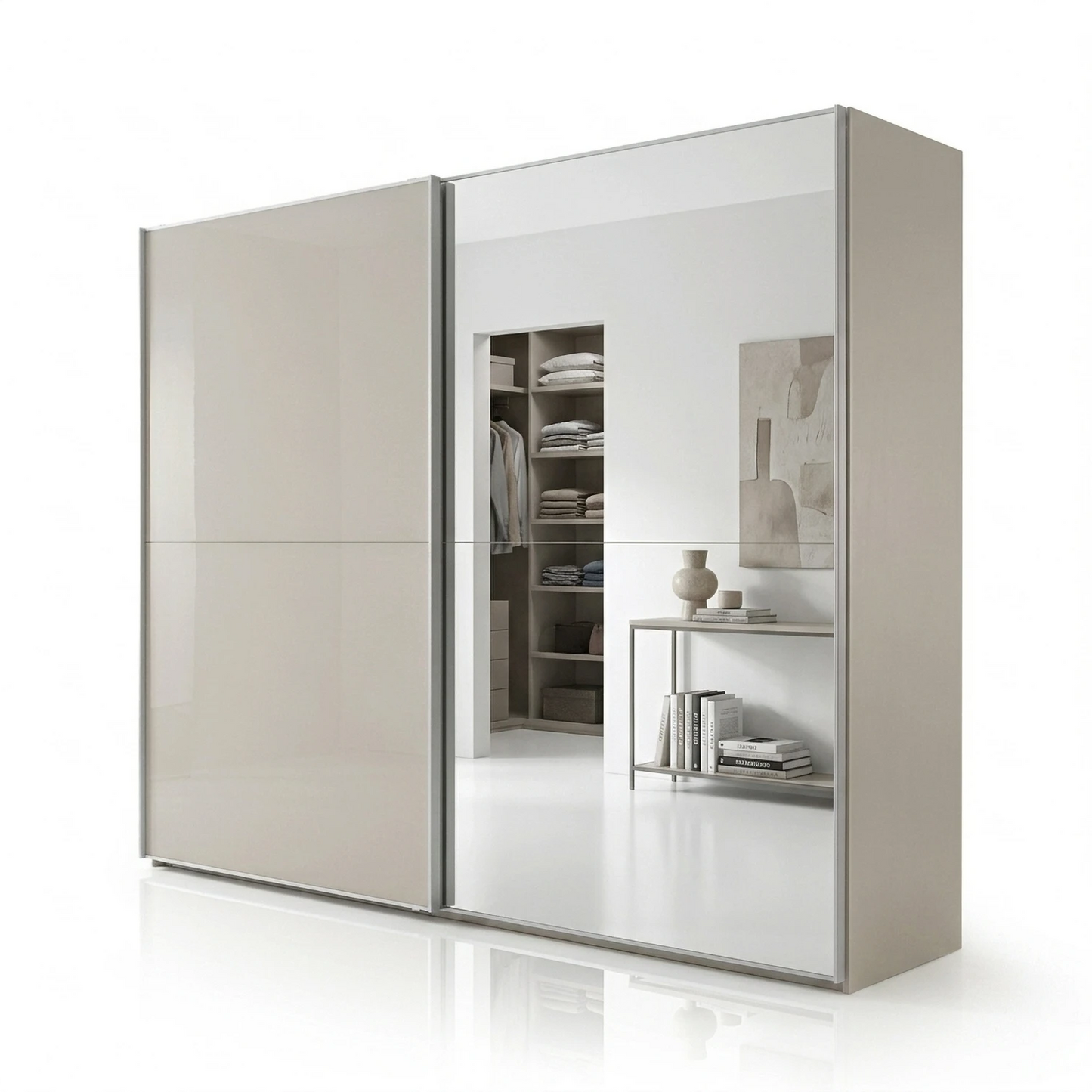 Wiemann Bristol Pebble Grey Sliding Door Wardrobe With Mirror