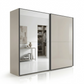 Wiemann Bristol Berlin Pebble Grey Glass Sliding Door Wardrobe with Mirror and Slate Handles in 150cm, 200cm, 250cm and 300cm widths.