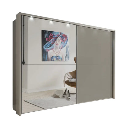 Wiemann Bristol Pebble Grey Sliding Door Wardrobe With Mirror