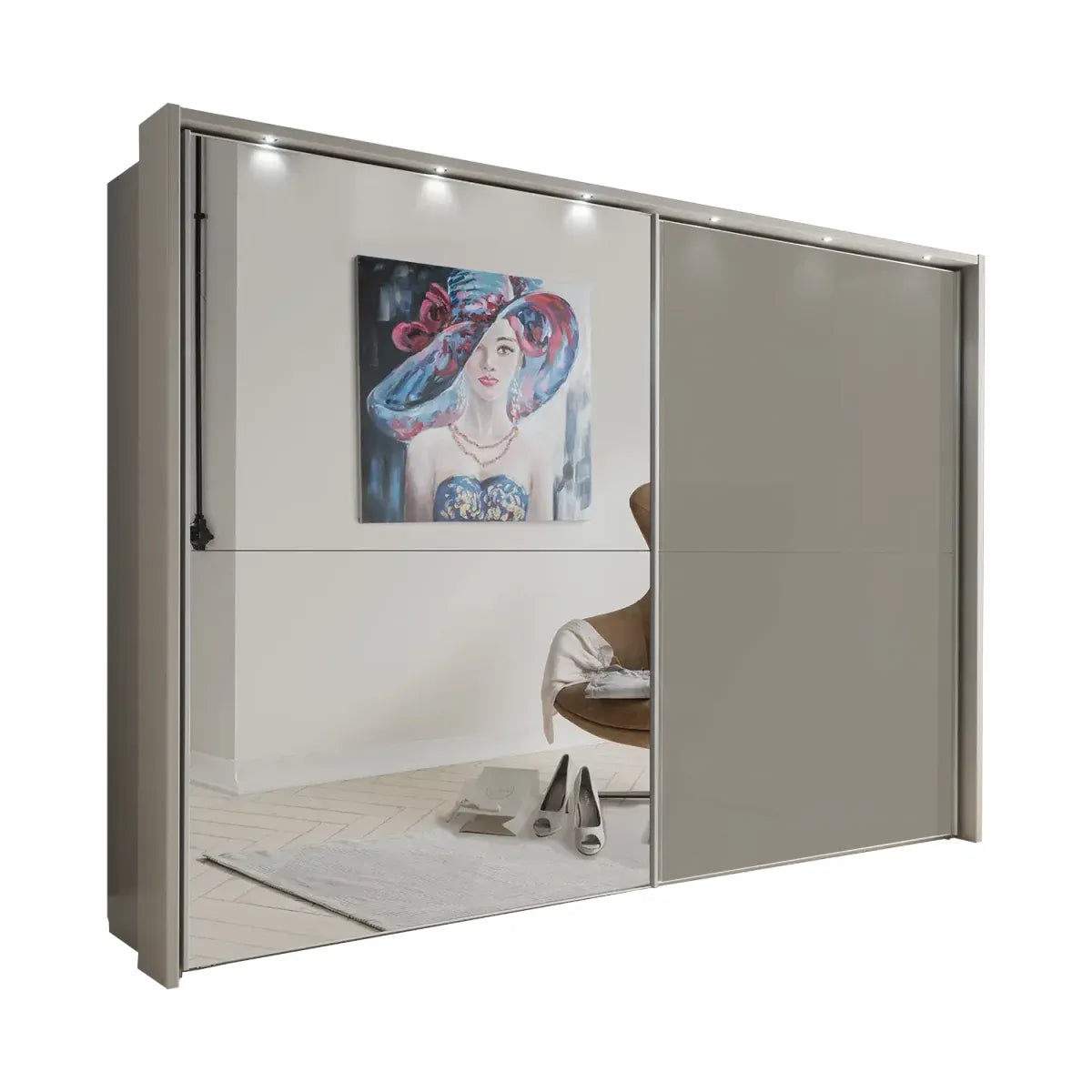 Wiemann Bristol Pebble Grey Sliding Door Wardrobe With Mirror