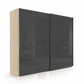 Wiemann Bristol Berlin Rustic Oak Carcase and Graphite Glass Sliding Door Wardrobe  in 150cm, 200cm, 250cm and 300cm widths.