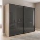 Wiemann Bristol Berlin Rustic Oak Carcase and Graphite Glass Sliding Door Wardrobe in 150cm, 200cm, 250cm and 300cm widths.