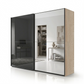 Wiemann Bristol Berlin Rustic Oak Carcase and Graphite Glass Sliding Door Wardrobe with Mirror on right Door