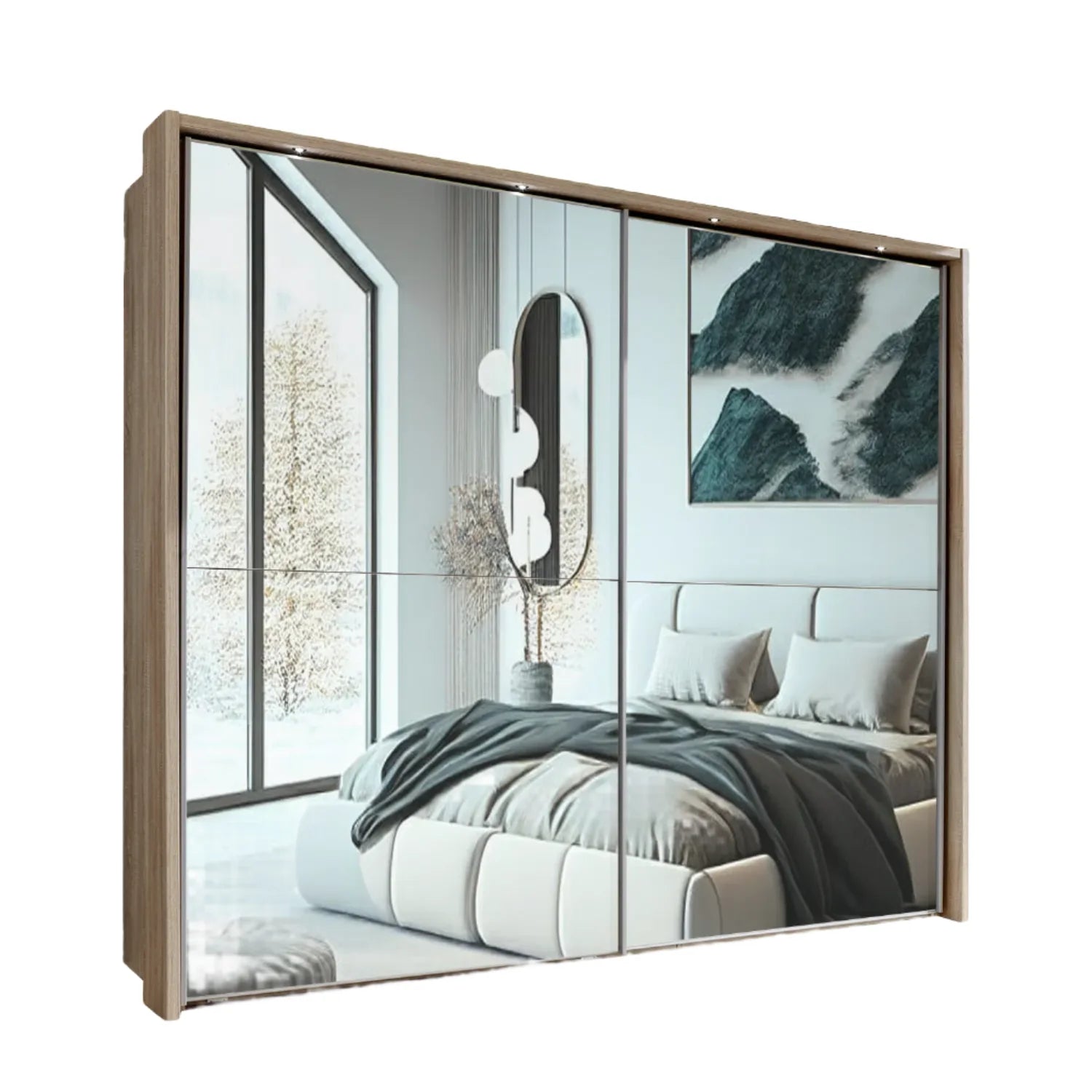 Wiemann Bristol Rustic Oak Sliding Door Mirrored Wardrobe 