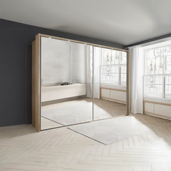 Wiemann Bristol Rustic Oak Sliding Door Mirrored Wardrobe 