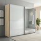 Wiemann Bristol Berlin White Glass Sliding Door Wardrobe With Mirror, Carcase in Oak finish , Available in Width size 150cm, 200cm, 250cm and 300cm. Free Delivery and Assembly
