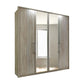 Wiemann Bristol Rustic Oak and Mirror Front 4 Door Wardrobe 