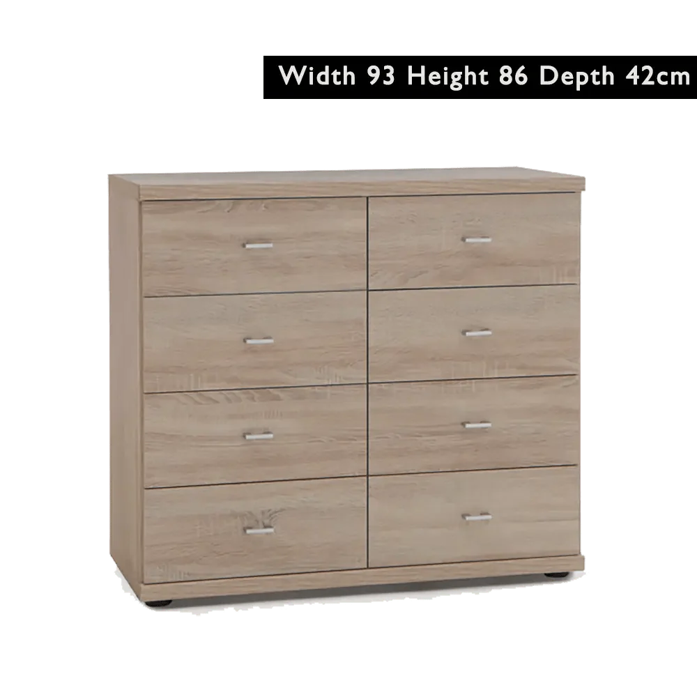 Wiemann Bristol Rustic Oak and Mirror Front 4 Door Wardrobe 