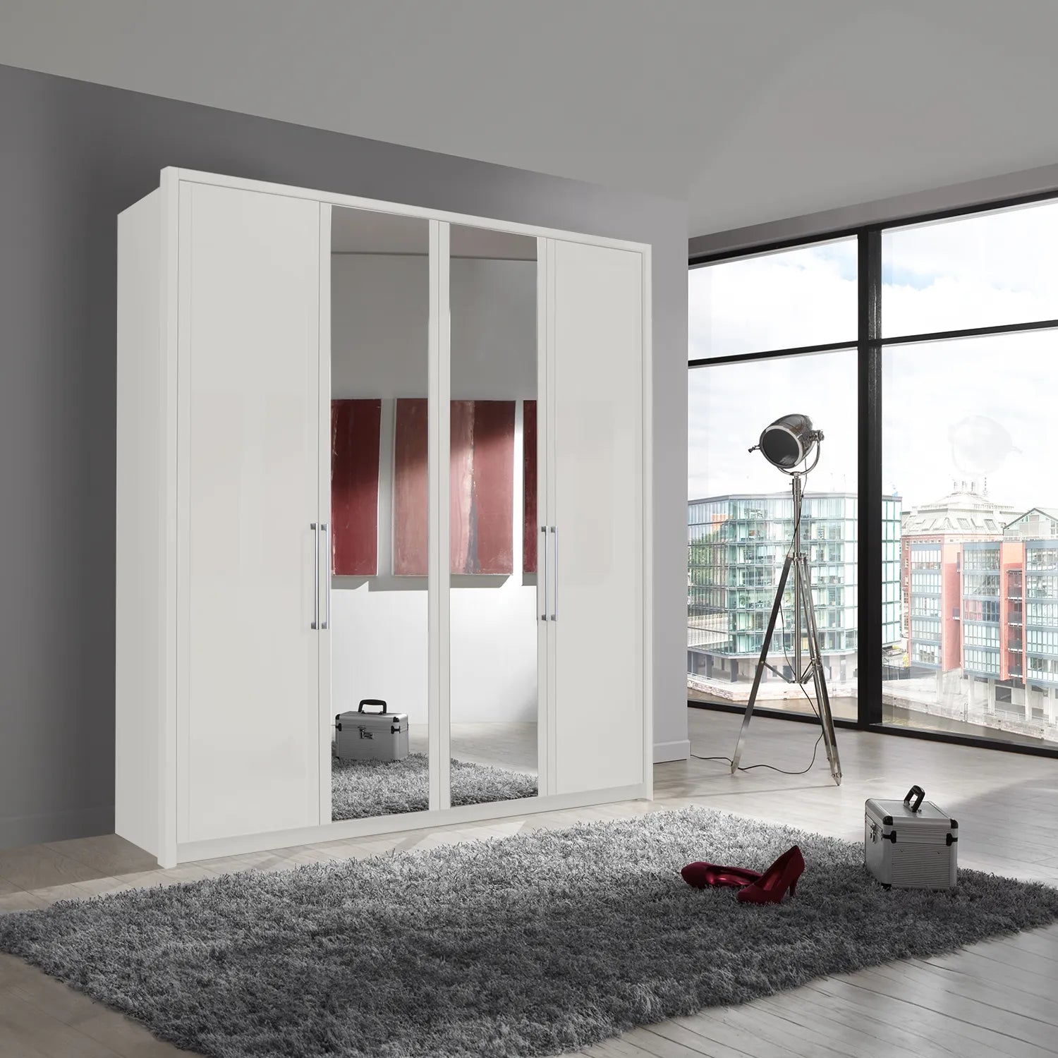 Wiemann Bristol White 4 Door Wardrobe With Mirror 