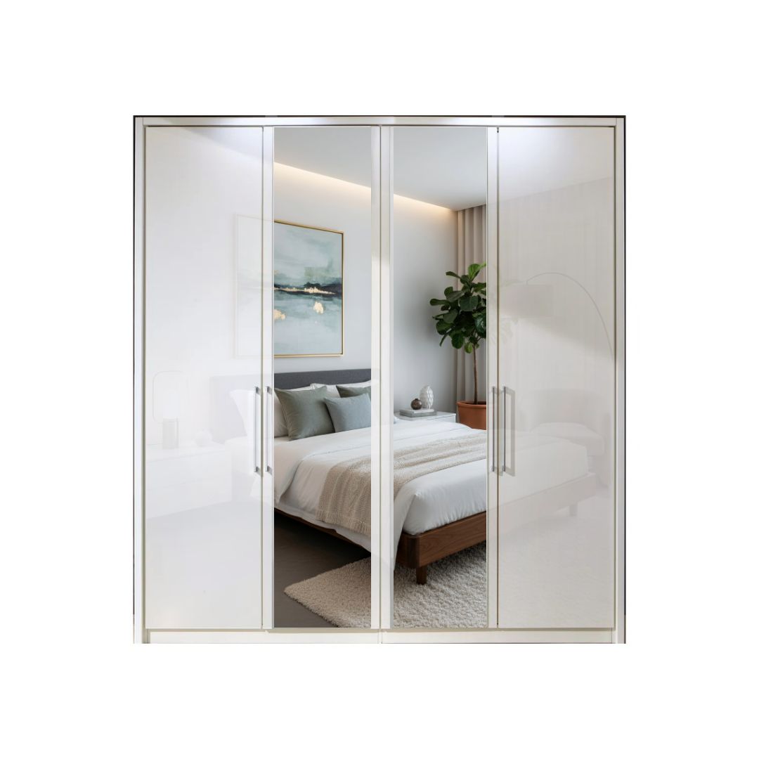 Wiemann Bristol White 4 Door Wardrobe With Mirror
