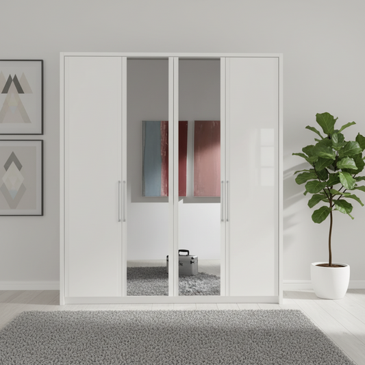 Wiemann Bristol White 4 Door Wardrobe With Mirror