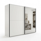 Wiemann Bristol Berlin White Sliding Door Wardrobe with Mirror and Slate Handles in 150cm, 200cm, 250cm and 300cm widths.